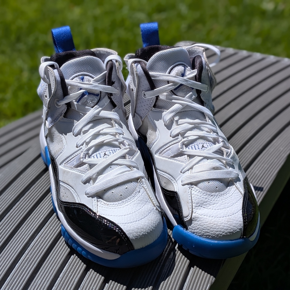 Jordan Kids White and Blue Sneakers